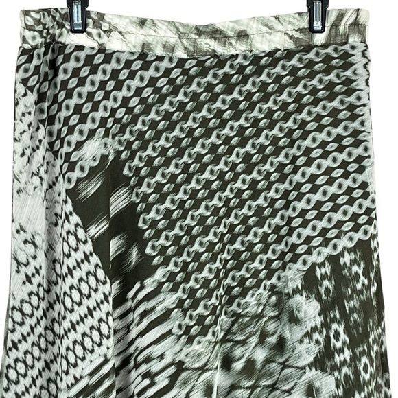 Christopher & Banks Patterned Chiffon Lined Maxi Skirt Olive Green & Cream Sz. M - Picture 4 of 9